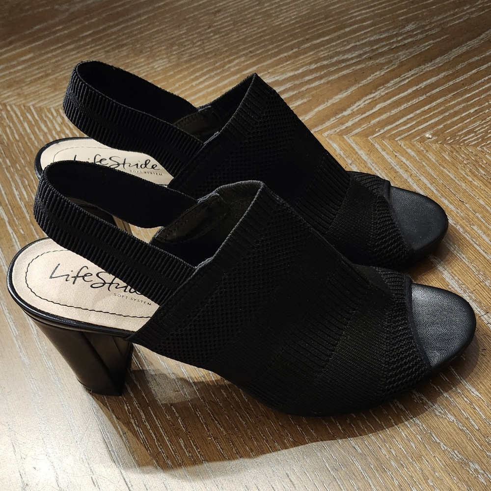 Life Stride Peep-Toe Slingback Heeled Sandals Size 8
